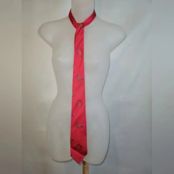 Vintage Oscar de la Renta Tie  100% silk Red - Picture 1 of 8